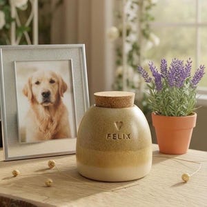 Golden retriever-urn, hondenurn, kattenurn, keramische urn voor huisdier
