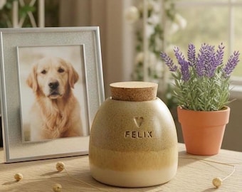 Golden retriever urn, dog urn, cat urn, ceramic urn for pet