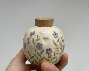 Heart Keepsake Urn with Cork Lid – Small Memorial Jar for Ashes or Hair – Handcrafted Nestled Heart Cremation Urn for Human or Pet Loss
