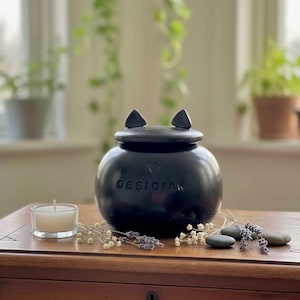Black cat urn, cat urn, pottery cat urn, ceramic cat urn, rainbow urn