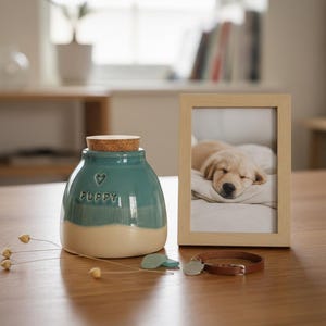 Urne nuage turquoise pour animal de compagnie : monument commémoratif en céramique pour chien/chat dans le ciel