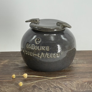 Holland Lop ears Bunny Urn, spots Rabbite Urn, Ceramic Urn for Ashes, Pottery Urn for Pets, gray