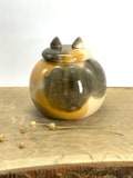 calico cat Urn, spots cat Urn, Ceramic Urn for Ashes, Pottery Urn for Pets, product logo
