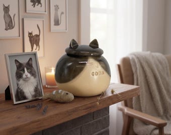 Grijs-witte kattenurn, grijs-witte kattenurn, grijs-witte kattenurn gevlekt, grijs-witte hondenurn
