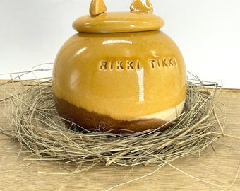Peach urn, Orange pet urn, cat urn, yellow pottery urn, pottery urn, handmade urn