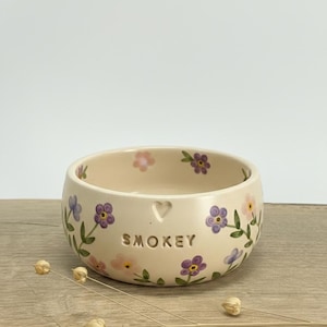 Personalisierter Keramik-Haustiernapf - Individueller Katzen- und Hundefutternapf Vergissmeinnicht