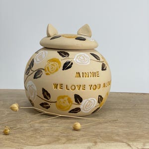 Yellow rose Cat Urn, yellow cat urn, yellow flower urn, dog urn