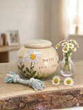 Daisy Cat Urn, yellow cat urn, Creamation Urn, Pottery Urn for Pets, Cat Urn product logo