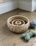 Ceramic Slow Feeder Dog Bowl - Pet Bowl for Fast Eaters - Maze Style Puzzle Feeder - Heavy Weighted Non-Slip Stoneware for Dogs and Cats product logo
