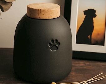 Black Pet urn, animal urn, cat urn, unglazed, black clay