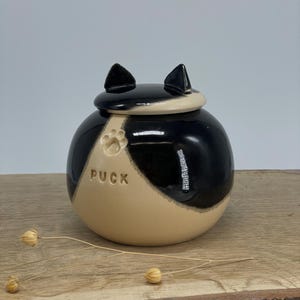 Black and white cat urn, tuxedo cat urn, spotted black white cat urn, black and white dog urn image 3