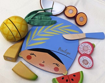 Personalised Wooden Toy • Cutting food set • 3rd birthday • Role Play •Toy Kitchen Sets • Toddler Christmas Gift • Wooden Food