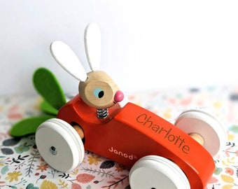 Personalised Wooden Toy • Personalised Birthday Gift • Bunny • Toddler Easter Gift • Car Toy • 1st Birthday Gift • Rabbit Toy • Wooden Car