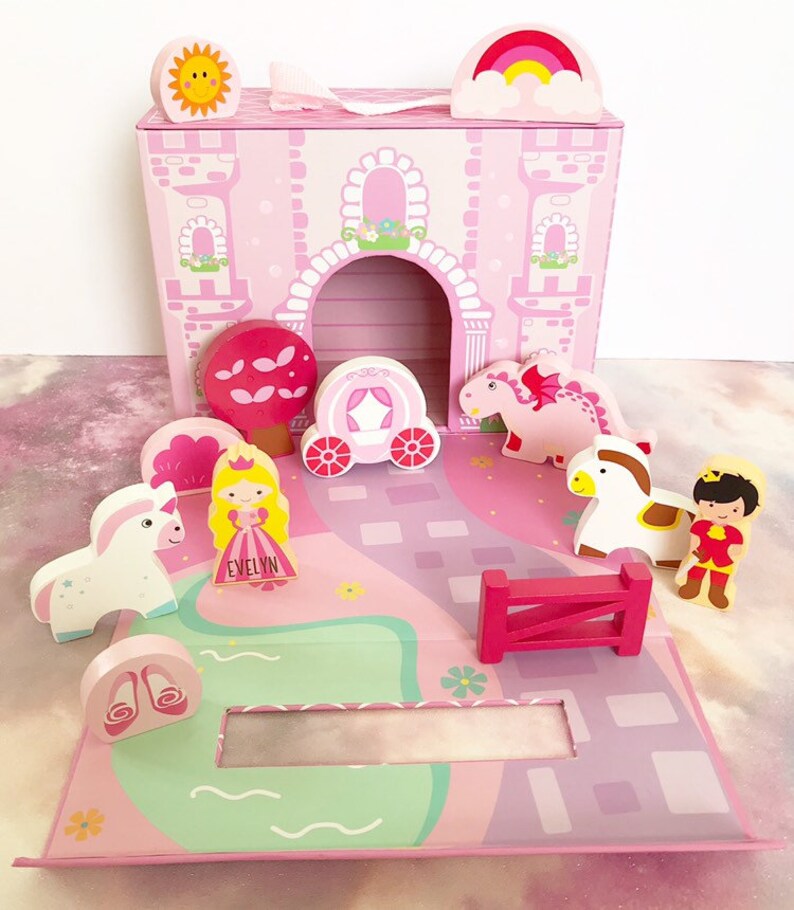 Unicorn Princess Castle Foldaway Play Set Wooden Toy Etsy