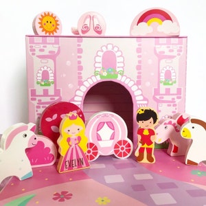 Unicorn Princess Castle • Foldaway Play Set • Wooden Toy • Personalised Toy • Toddler Christmas Gift