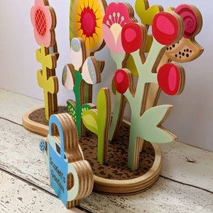 Personalised Wooden Toy Toddler Birthday Toddler Christmas Gift Flower Garden Educational Toy Toddler Birthday Gift Flower girl image 2