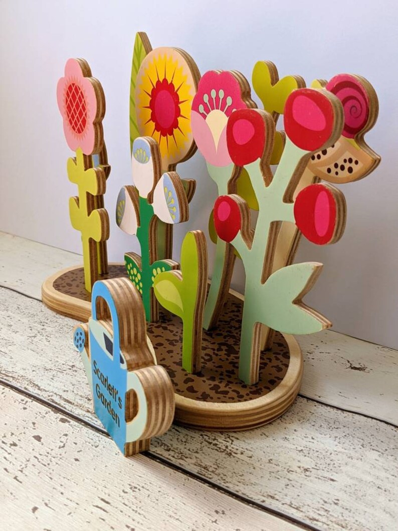 Personalised Wooden Toy Toddler Birthday Toddler Christmas Gift Flower Garden Educational Toy Toddler Birthday Gift Flower girl image 2