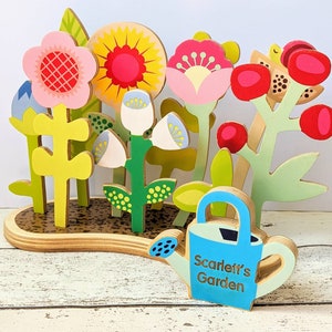 Personalised Wooden Toy Toddler Birthday Toddler Christmas Gift Flower Garden Educational Toy Toddler Birthday Gift Flower girl image 1