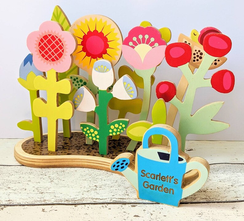 Personalised Wooden Toy Toddler Birthday Toddler Christmas Gift Flower Garden Educational Toy Toddler Birthday Gift Flower girl image 1