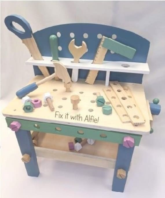 Personalised Workbench Wooden Tool Kit Unisex Toddler Toys Etsy UK