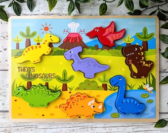 Personalised Puzzle • Kids Games • Wooden Toy • Baby Puzzle • 1st Birthday Present • Dinosaur Gift  • Toddler Christmas Gift