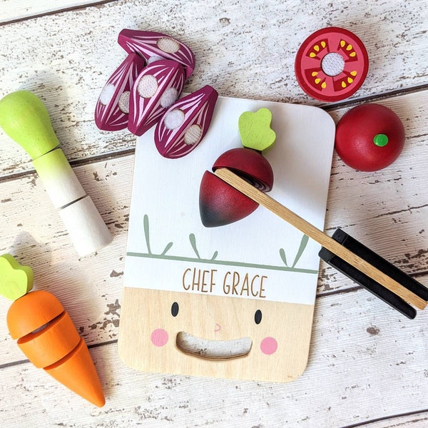 Personalised Wooden Food Set • Cutting food set • Imaginative Play • Role Play •Toy Kitchen Sets • Toddler Christmas Gift • Personalised Toy