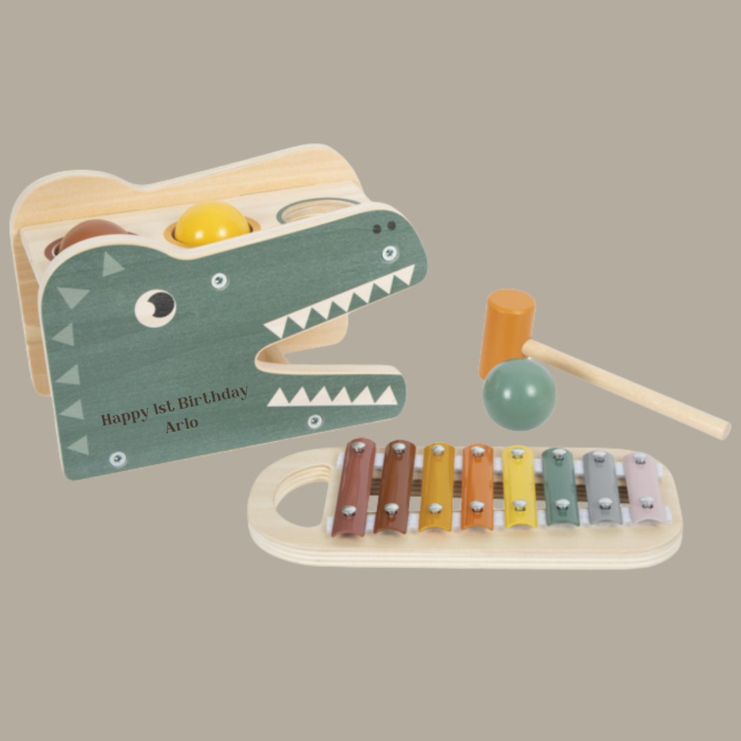 Personalised Wooden Toy • Hammer Bench Toy • Safari Toy • Xylophone •  Toddler Birthday Gift • Animal Toy • 1st Birthday • 1st Christmas