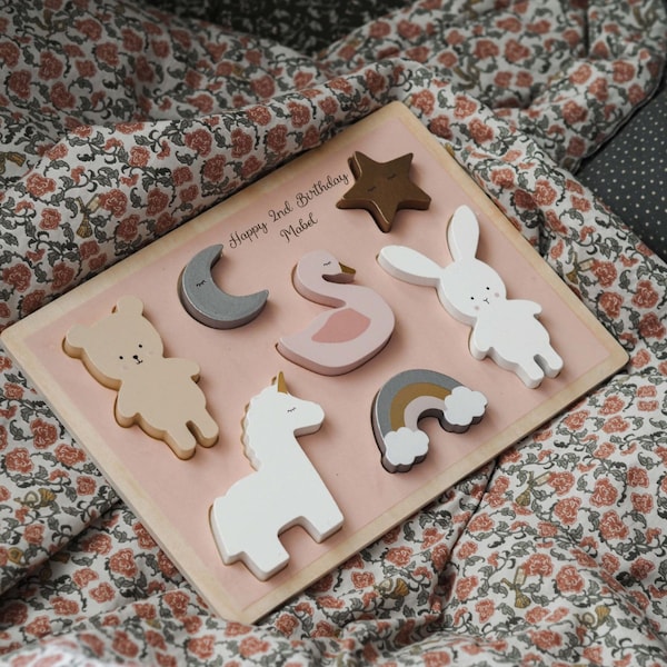 Personalised Puzzle • Kids Games • Wooden Toy • Baby Puzzle • 2nd Birthday Present • Unicorn Toy • Toddler Christmas Gift • Scandi Toy