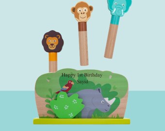 Personalised Stacking Toy • Wooden Toy • Baby Toy • 1st Birthday • Safari Stacking Game • Educational Toy • Toddler Christmas Gift • 2nd