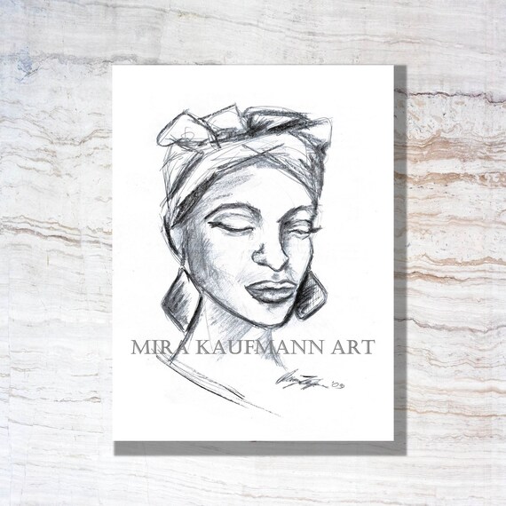 Zanzibar Dessin Femme Africaine Portrait Zanzibar Femme Etsy