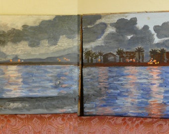 Oil painting of the Bay of Palma, Mallorca