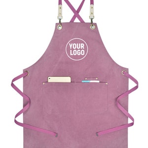 Delantal Personalizado con Nombre | Delantal de Cocina para Hombre Mujer | Barbacoa Panadería lienzo Algodón con Bolsillo