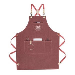 Personalized Canvas Apron For Unisex With Pockets And Towel Hook