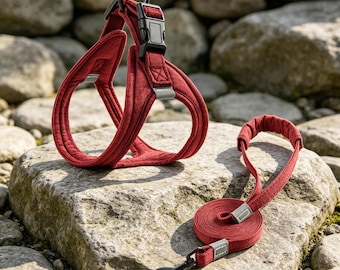 Cotton Linen Dog Harness and Leash Set – Lightweight, Breathable, Escape-Proof for Small Medium Dogs
