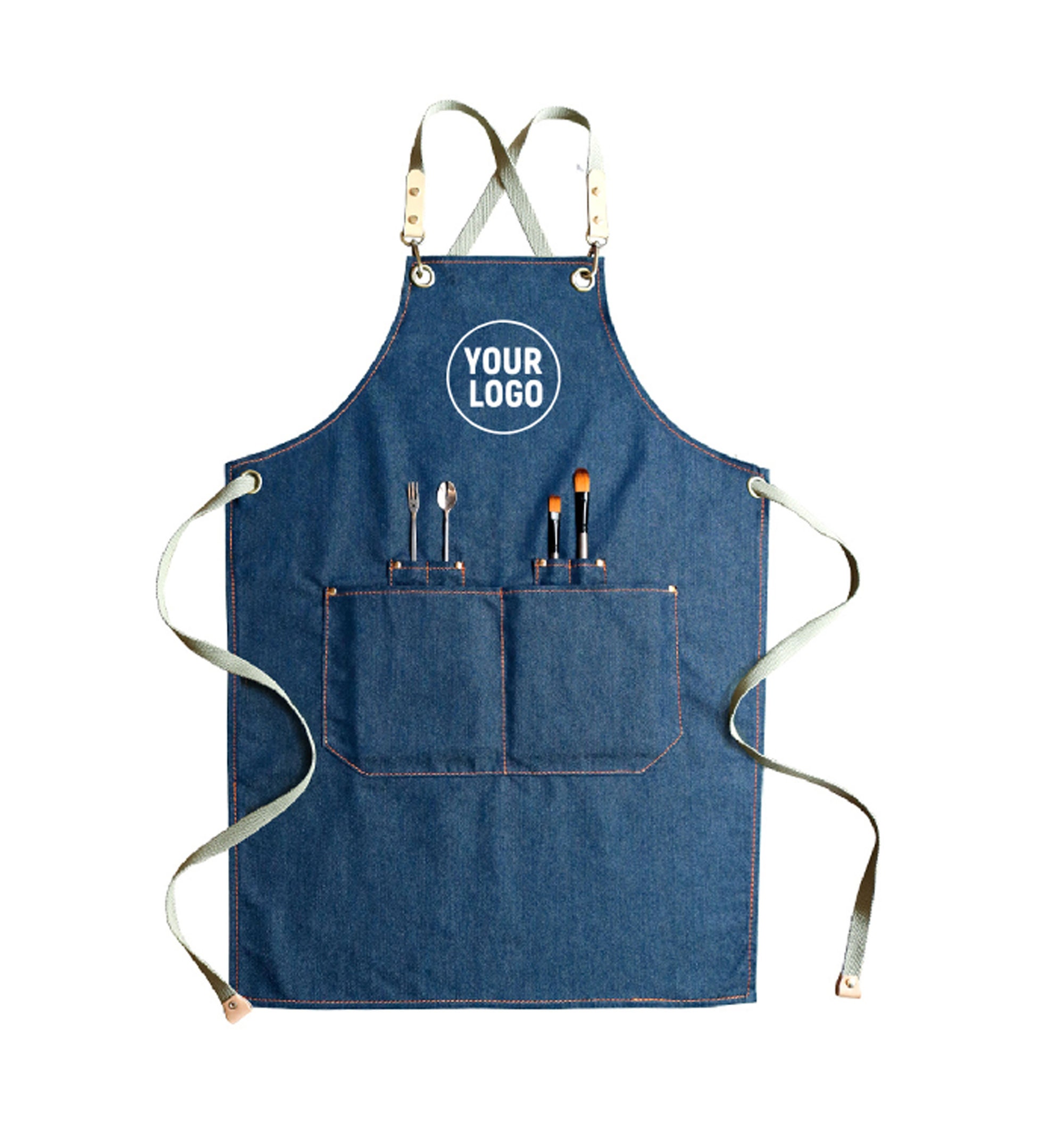Personalized Unisex Denim Aprons for Restaurant,Bakery,Cafe, Kitchen,Florist,Nail Tech,Studio,Work Shop,BBQ,Aprons Gift