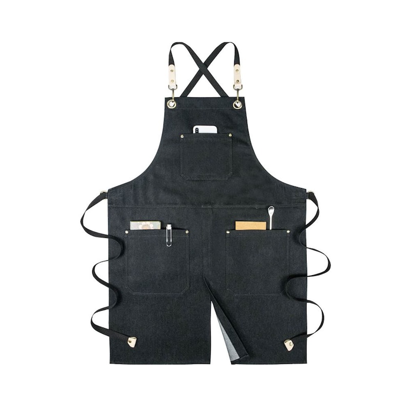 Personalized Barber Barista Florist Stylist Work Denim Apron With Pockets For Women and Men