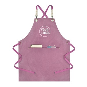 Personalized Unisex Canvas Water Resistant Apron for Restaurant,Bakery,Cafe, Kitchen,Florist,Nail Tech,Studio,Work Shop,BBQ,Aprons Gift