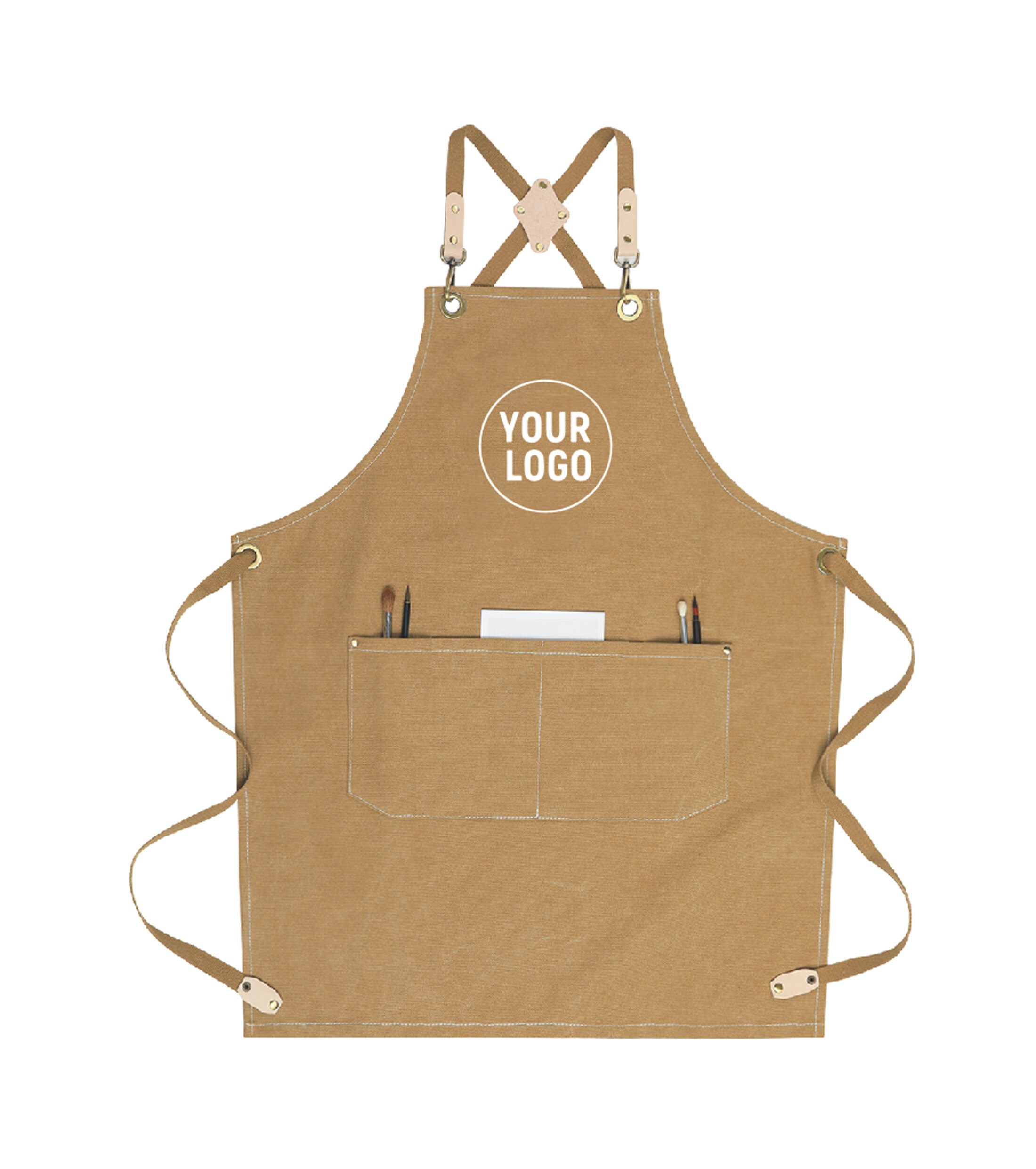 Personalized Water Resistant Full Durable Canvas Aprons With Cross Back Straps, For Restaurant,Kitchen,Cafe,Bakery Unisex Apron