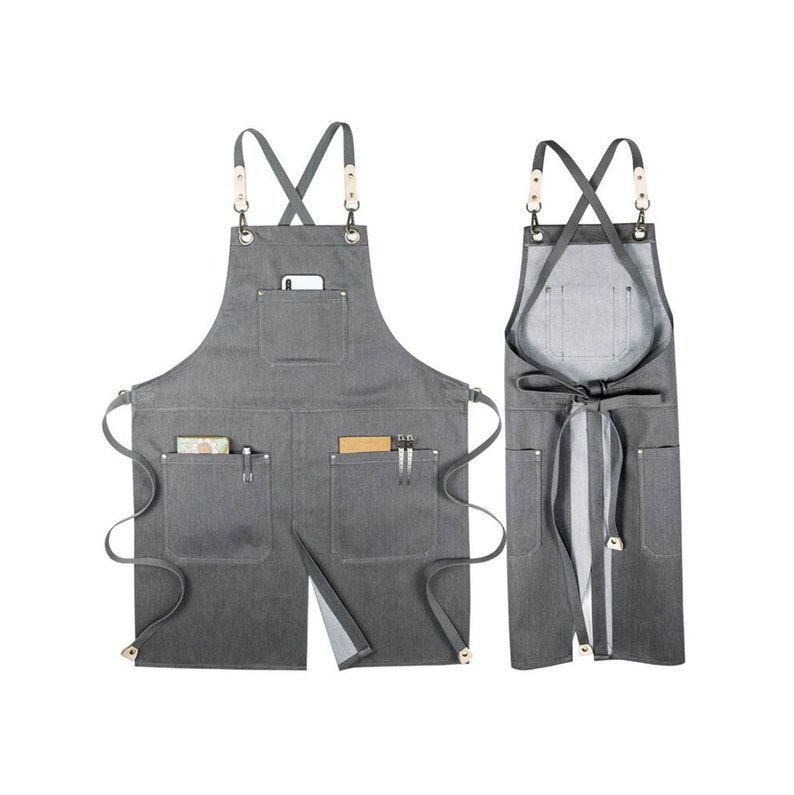 Personalized Barber Barista Florist Stylist Work Denim Apron With Pockets For Women and Men