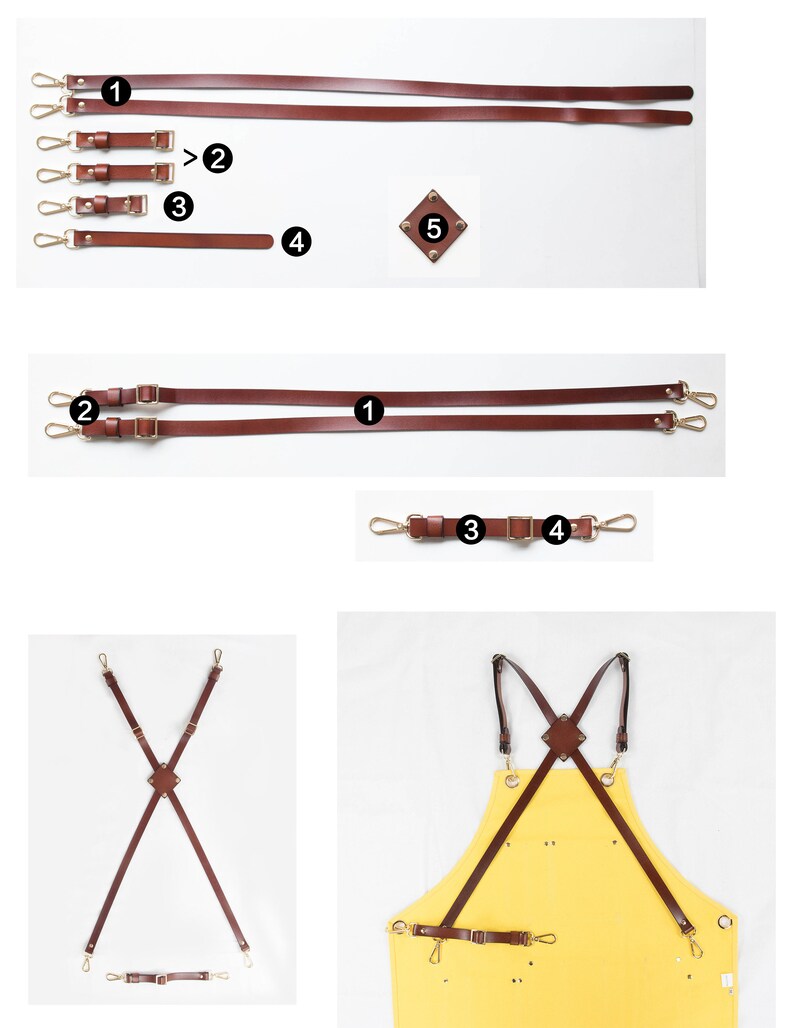 Leather Crossback Straps Apronfull Barber Gray Canvas Apron Etsy