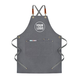 Personalized Unisex Denim Apron,Custom Logo Aprons Gift For Restaurant,Bakery,Cafe, Kitchen