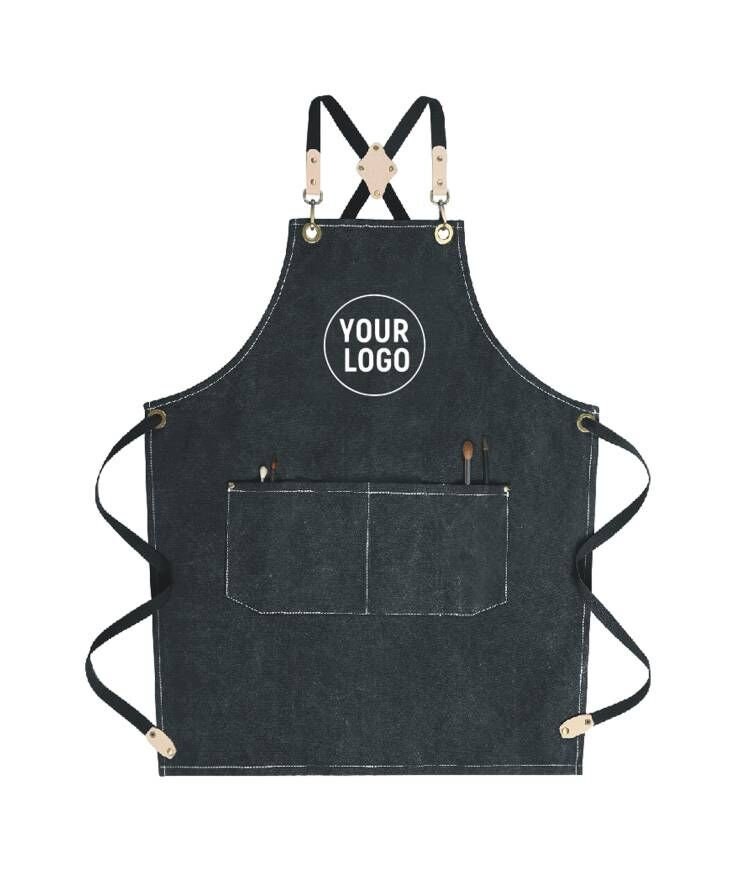 Personalized Water Resistant Full Durable Canvas Aprons With Cross Back Straps, For Restaurant,Kitchen,Cafe,Bakery Unisex Apron