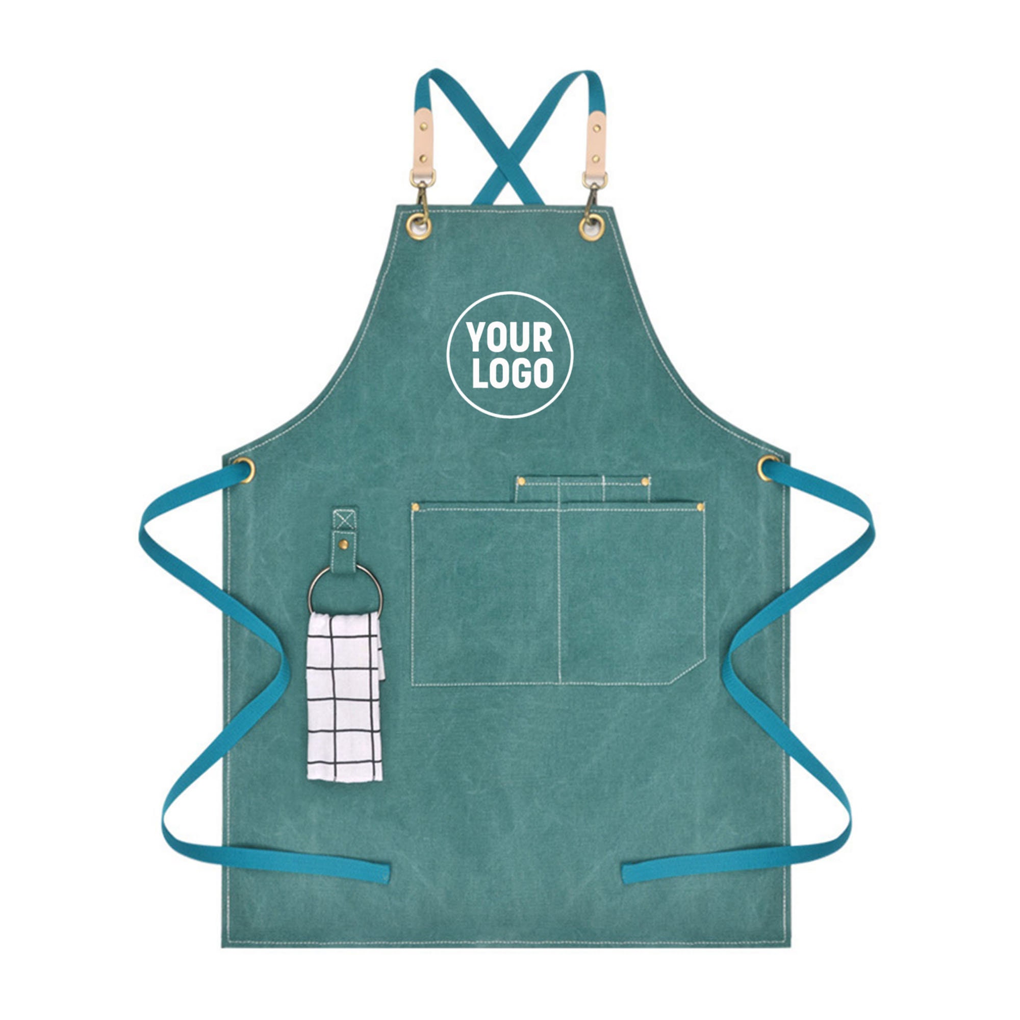 Personalized Cross Back Strap Water Resistant Canvas Aprons With Pockets and Towel Ring For Women and Men Gift