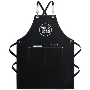 Personalized Custom Apron with Name | Canvas Funny Aprons Gift for Women Men Black