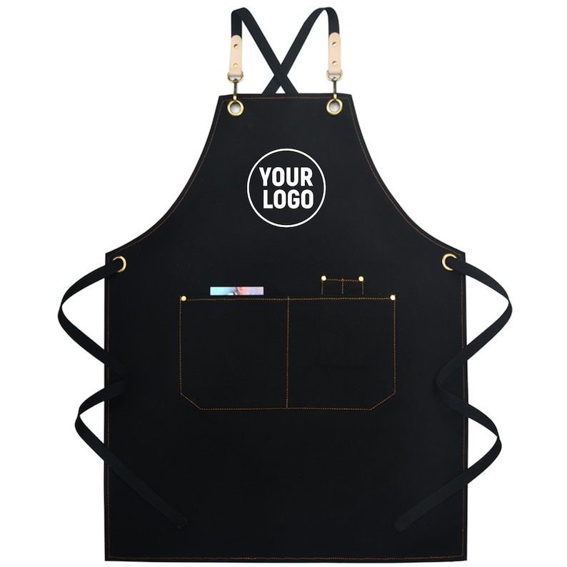 Personalized Custom Apron with Name | Canvas Funny Aprons Gift for Women Men Black