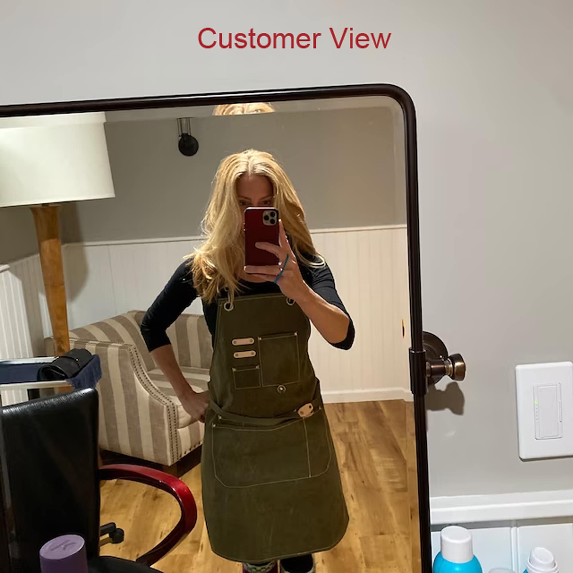 Water Resistant Barber Hairstylist Hair Stylist Hairdresser Canvas Aprons,Best Gifts Work Shop Apron For Women With Pockets