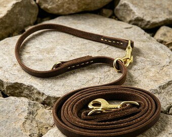 Handmade Leather Dog Leash | 2.5M Multi-Function, Hands-Free Waist Lead