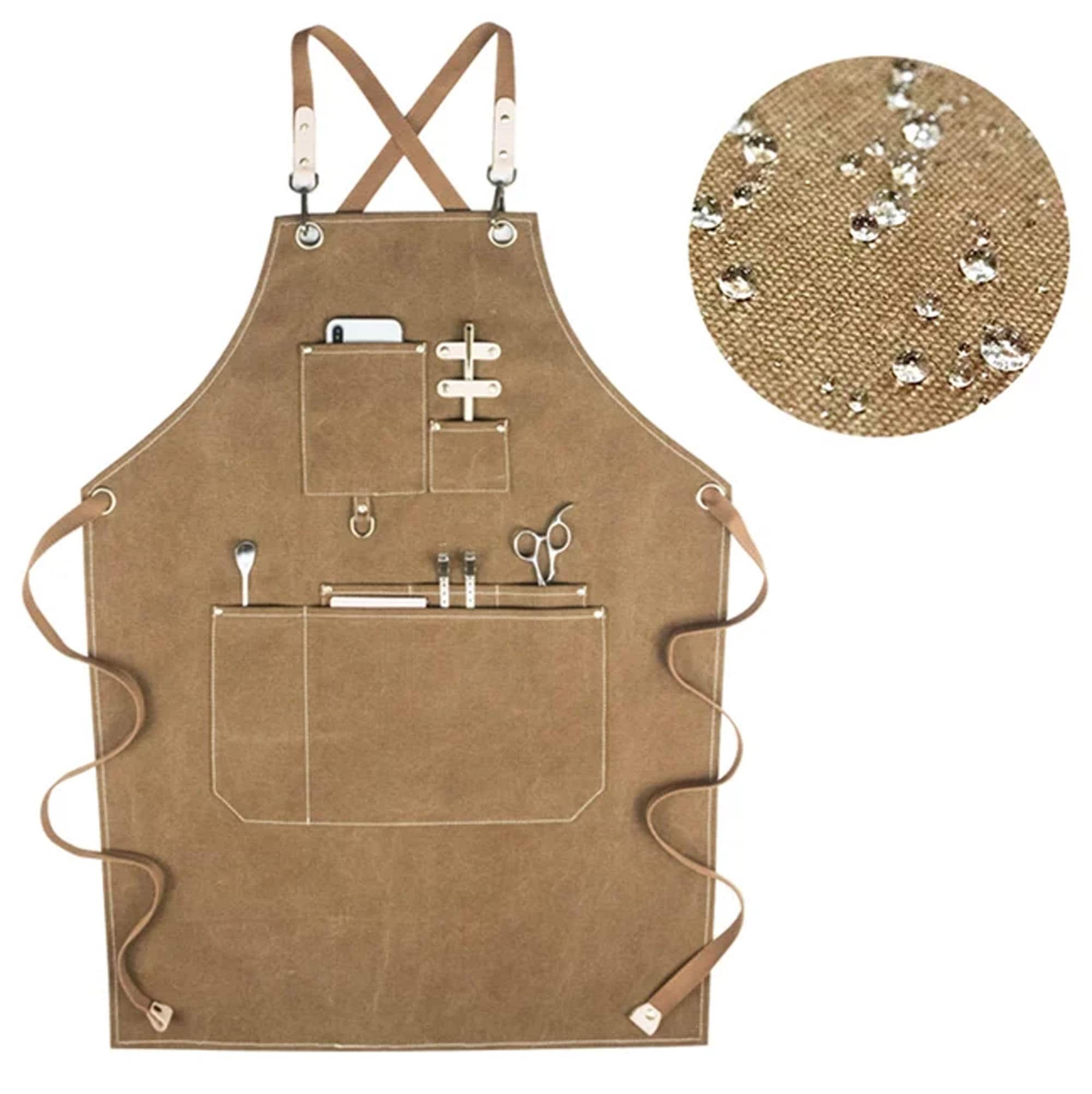 Water Resistant Barber Hairstylist Hair Stylist Hairdresser Canvas Aprons,Best Gifts Work Shop Apron For Women With Pockets