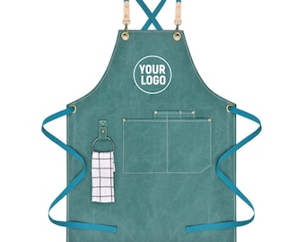 Personalized Cross Back Strap Water Resistant Canvas Aprons With Pockets and Towel Ring For Women and Men Gift