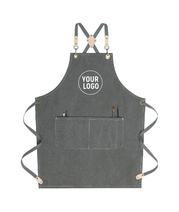 Personalized Water Resistant Full Durable Canvas Aprons With Cross Back Straps, For Restaurant,Kitchen,Cafe,Bakery Unisex Apron